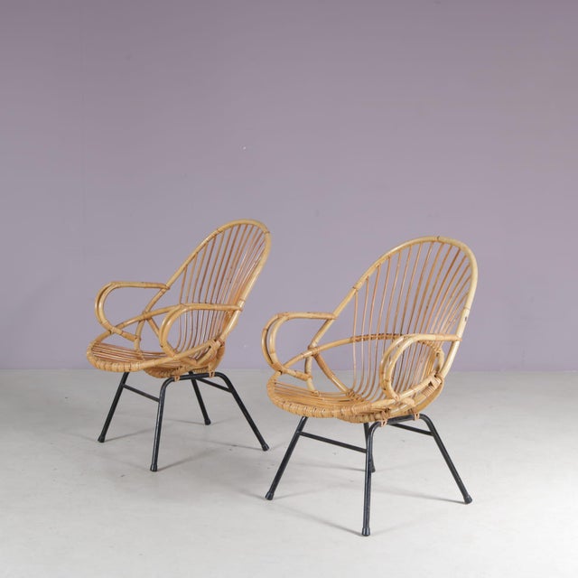Black Rattan Chairs from Gebroeders Jonkers, Netherlands, 1950s, Set of 2 For Sale - Image 8 of 8