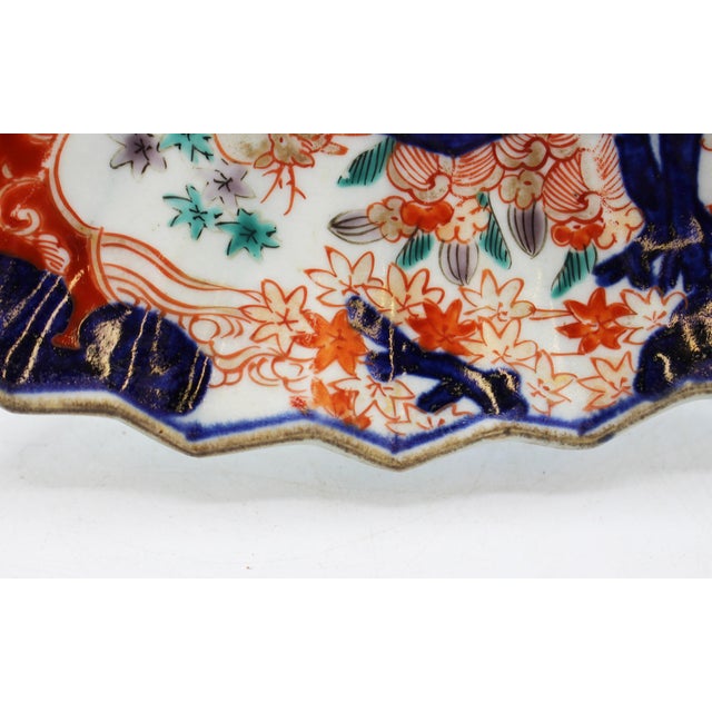 Japanese Circa 1860s Japanese Double Fan Motif & Shape Imari Chop Plate For Sale - Image 3 of 7