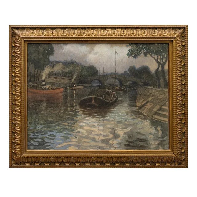 Rudolf Quittner, Seine Canal, 1904, Pastel, Framed For Sale - Image 4 of 4