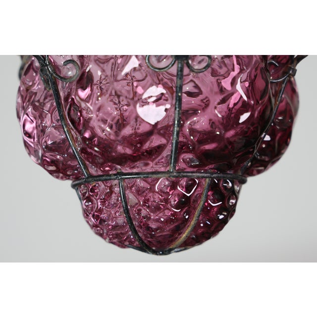 1960s Wonderful Large Magenta Colour Venetian Lantern, Seguso Murano Glass, Italy For Sale - Image 6 of 14