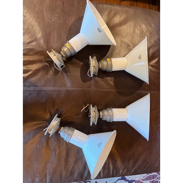 Stonco Vintage 1940s Metal Enamel Industrial Sign Lights For Sale - Image 10 of 10