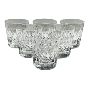1970s Baccarat French Crystal Armagnac Old Fashion Whiskey Tumblers- Set of 6