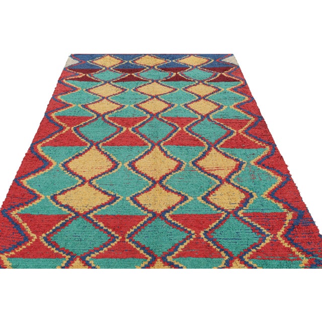 1950s Vintage Moroccan Rug With Polychromatic Diamond Patterns, From Rug & Kilim For Sale - Image 5 of 7