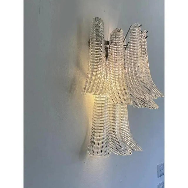White Murano Glass Wall Sconces by Simoeng, Set of 2 For Sale - Image 8 of 14