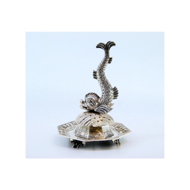 Silver Silver Toothpick Holder with Fish Figure For Sale - Image 8 of 9