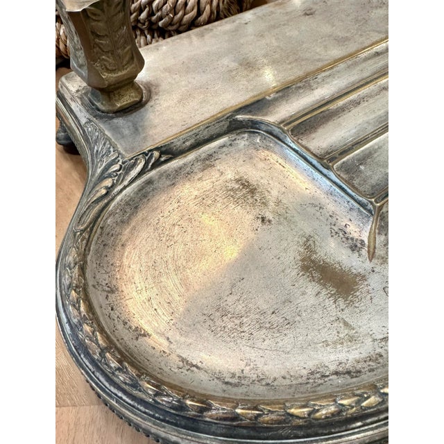 Antique French Victorian Silver and Brass Shaving Mirror For Sale - Image 11 of 12