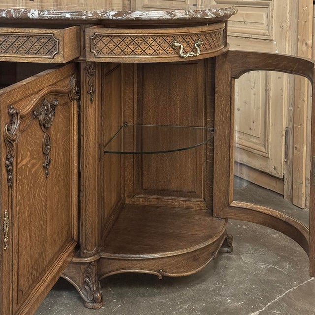 Late 19th Century Liégeois Régence Style Oak Display Buffet With Rouge Griotte Breccia Marble Top For Sale - Image 15 of 18