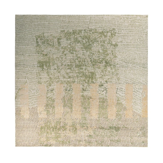 Rug & Kilim’s Distressed Style Modern Rug in Green, Beige Abstract Pattern For Sale In New York - Image 6 of 6