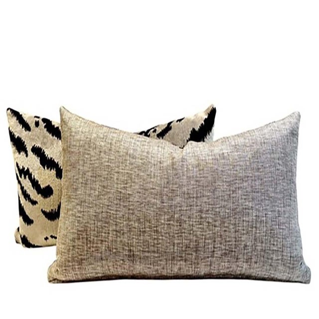 Scalamandré Silk and Cotton Tiger Velvet Pillows - A Pair For Sale - Image 4 of 4