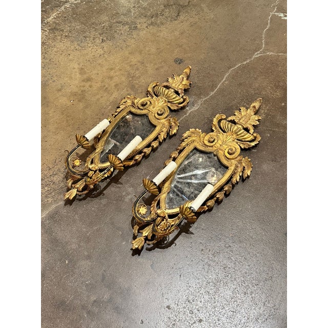 Antique Italian Giltwood Wall Sconces - Pair For Sale In Dallas - Image 6 of 7