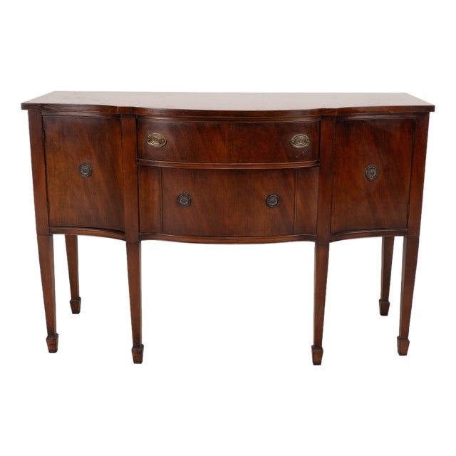 Vintage Mahogany Bow Front Buffet Server Hepplewhite Style Sideboard For Sale