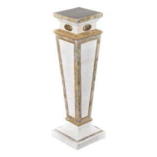 Tall Neo-Deco Tessellated Stone Pedestal, Attributed to Maitland-Smith For Sale