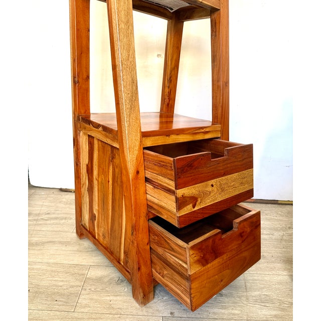 Sagebrook Home Teakwood Slanted Shelving 71” Tall | Chairish