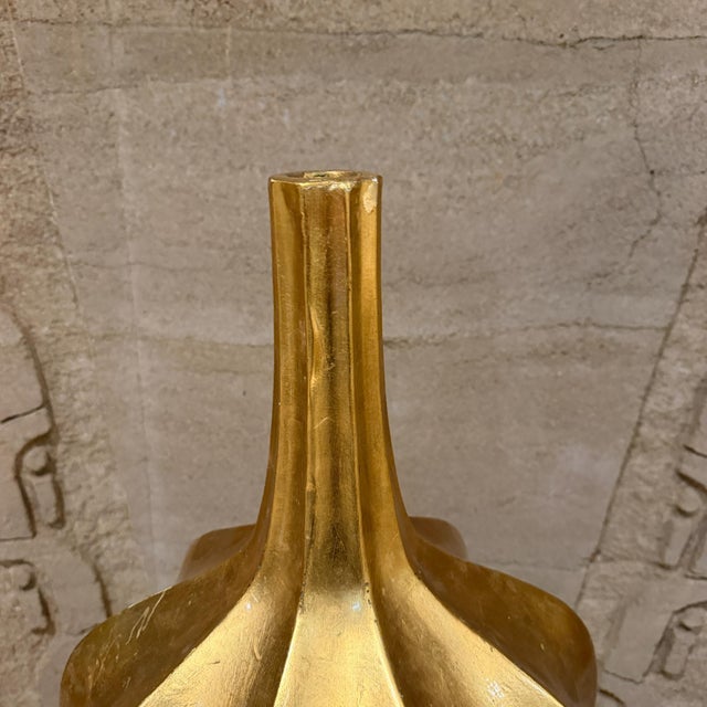 Oversize Accolade Gold Leaf Floor Vase Fiberglass Resin Modern For Sale - Image 4 of 10