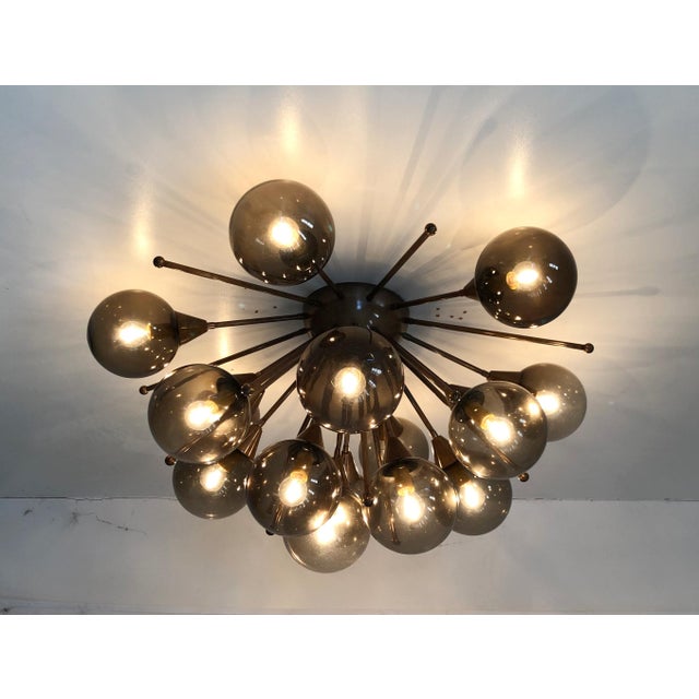 21st Century Mezzo Bronze Smoky Murano Flush Mount by Fabio LTD For Sale - Image 6 of 9