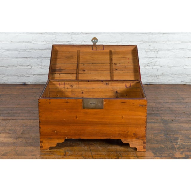 Chinese Late Qing Dynasty Pine Chest with Brass Hardware and Bracket Feet For Sale - Image 11 of 13