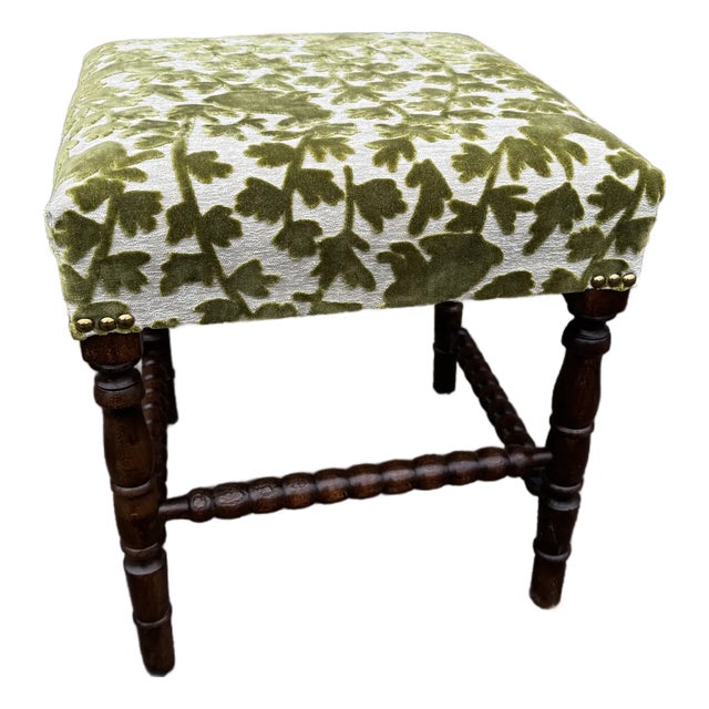 Newly Upholstered English Stool For Sale
