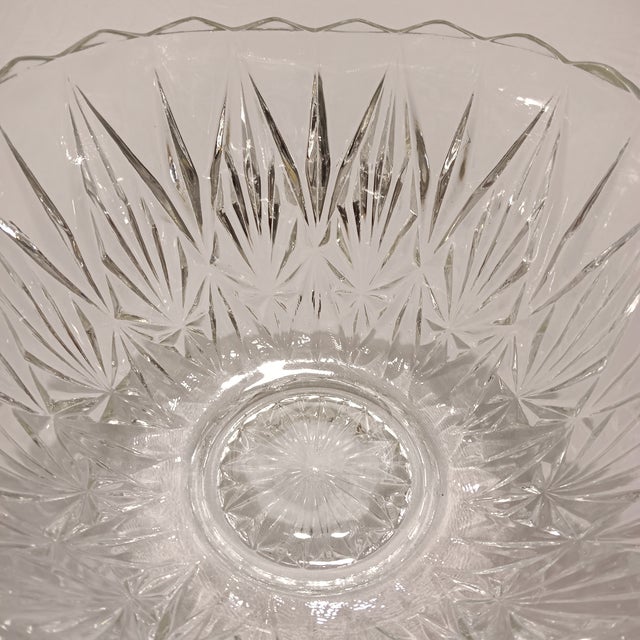 Glass Vintage Large Cut Lead Crystal Bowl For Sale - Image 7 of 12