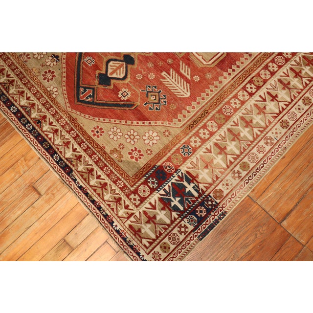 Contemporary Red Antique Caucasian Shirvan Rug - 4'11" x 10'9" For Sale - Image 3 of 18