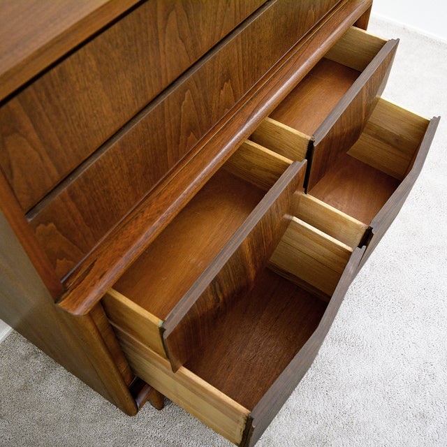 Mid Century Diamond Front Walnut Highboy By United Furniture Chairish