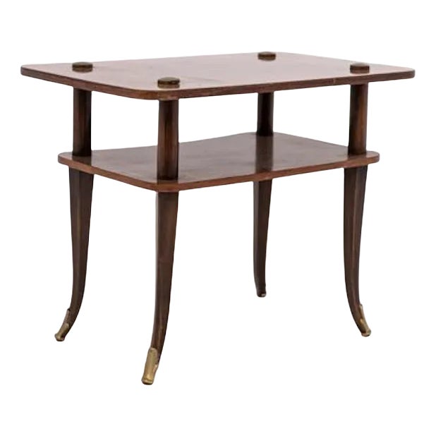 Mid-Century Italian Wood and Brass Coffee Table For Sale