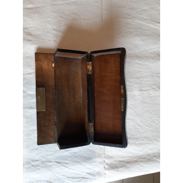 Wood Napoleon III Style Box in Black Lacquered Wood and Gilded Brass, 1890 For Sale - Image 7 of 14