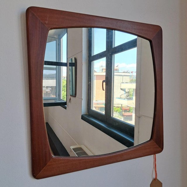 Vintage Teak Wall Mirror – Denmark (1960s)