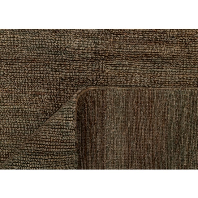 High Quality Hand Knotted Dark Green Jute Loop Pattern Solid Rug 5x8Ft. For Sale - Image 12 of 12