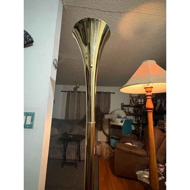 Vintage 1960s Brass Trumpet Laurel Lamp Company Mid-Century Modern Brass Trumpet Torchiere Floor Lamp For Sale - Image 12 of 18