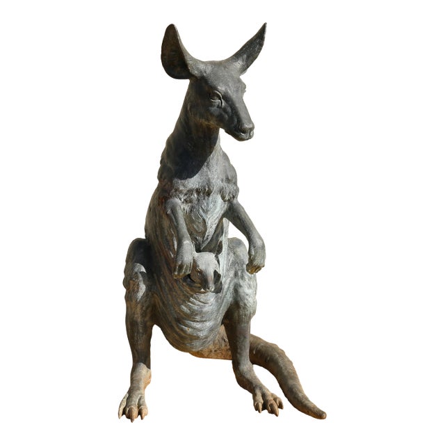 Vintage Kangaroo Bronze Statue by J. Daste For Sale