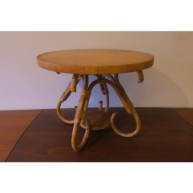 Circular Bamboo Coffee Table, 1960s For Sale - Image 9 of 10