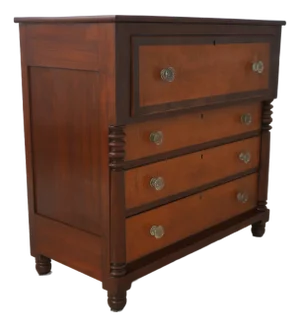 American Empire Cherry & Birdseye Maple Butler Desk Chest