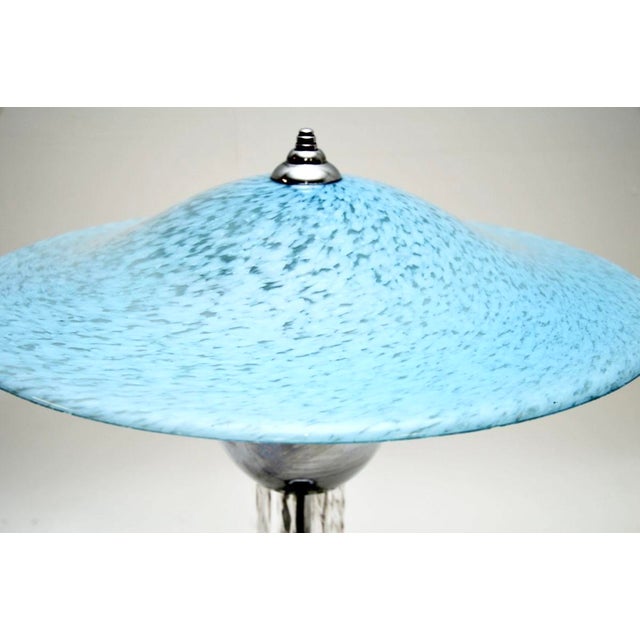Mid-Century Modern Large French Art Deco Chrome and Glass Table Lamp, 1930s For Sale - Image 3 of 7