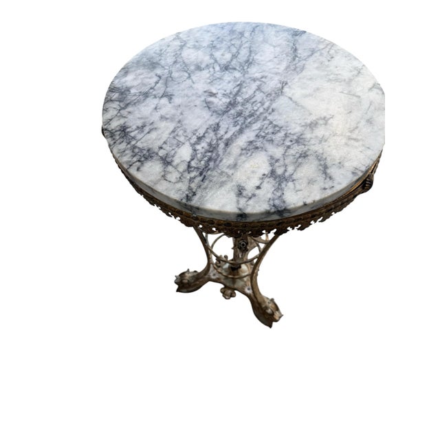 Italian Vintage Iron & Marble Sculpture Plant Stand Roses For Sale In Little Rock - Image 6 of 7