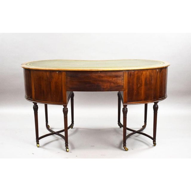 Edwardian Flame Mahogany Kidney-Shaped Writing Desk, 1900 For Sale - Image 9 of 13