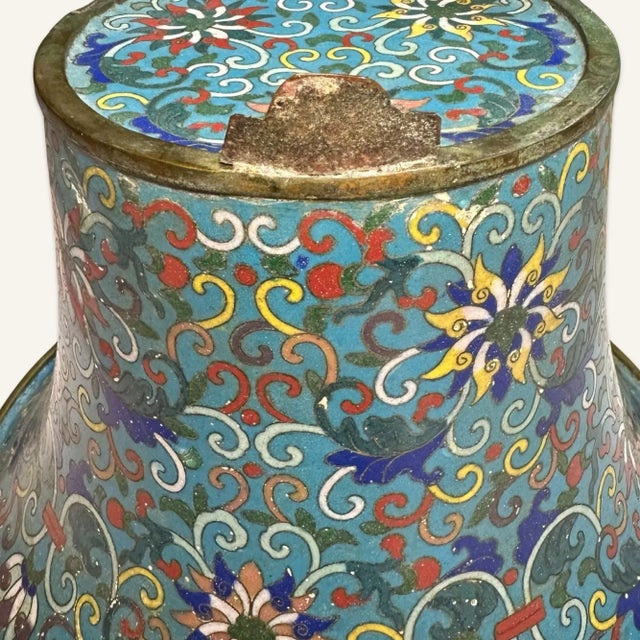 17th Century Pair of Late Ming Dynasty Cloisonné Censers For Sale - Image 6 of 11