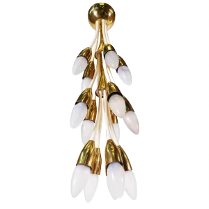 Enamel Brass Chandelier, 1950s, Italy