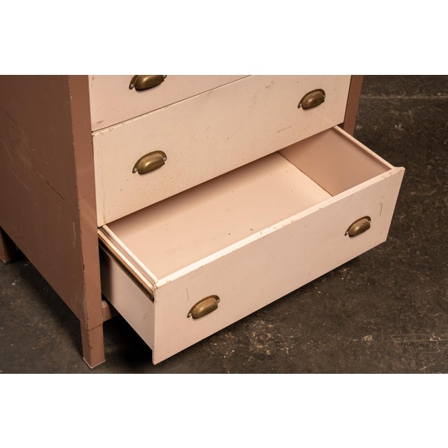 Vintage Metal Lowboy Dresser in Two-Tone Brown Enamel by Simmons For Sale In Chicago - Image 6 of 14