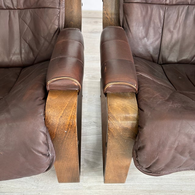 Leather Armchairs Attr. To Arnt Lande for Westnofa - A Pair For Sale - Image 17 of 18