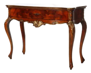 Early 20th Century Italian Louis XV Style Olivewood & Carved Mahogany Server With Gilt Highlights