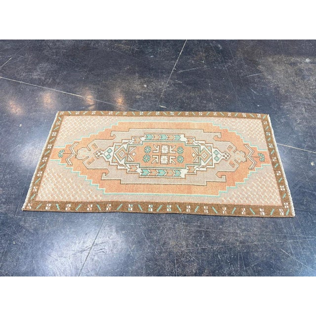 Turkish Mini Rug Oriental Hand Knotted Vintage Rug 1'8" x 3'3" #17089 For Sale - Image 4 of 8