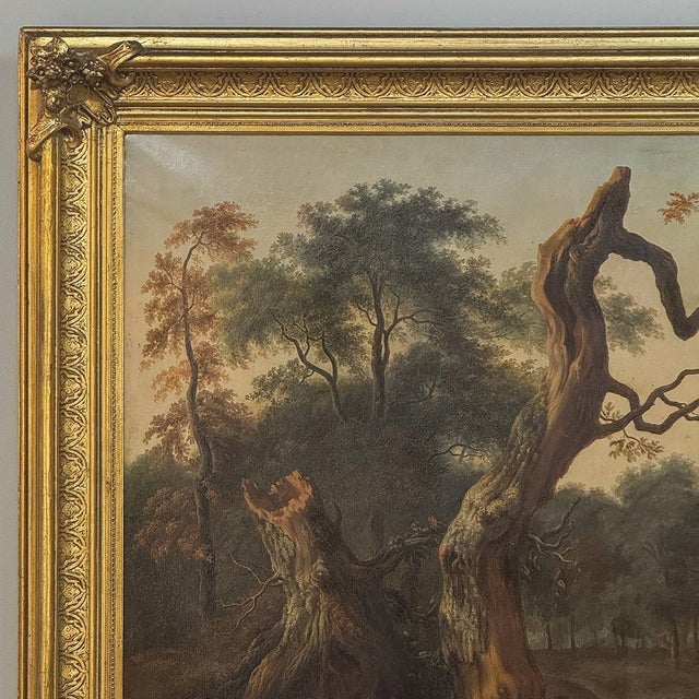 Wood 17th Century European Pastoral Landscape Oil on Canvas in Original Frame For Sale - Image 7 of 17