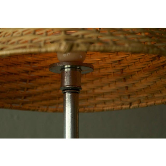Swedish Grace Table Lamp in Pewter with Rattan Shade, 1930s For Sale - Image 6 of 10