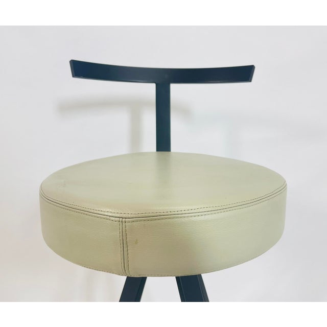 Black Set of 4 Italian Swivel Barstools by Naos With Leather Seats, Made in Italy For Sale - Image 8 of 16