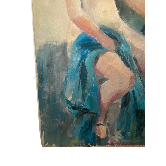 Mid-Century Modern Vintage Oil Painting on Canvas of Female Nude, Signed Diane Ottenberg Circa 1950 For Sale - Image 3 of 8