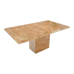 Rouge Brick Color Single Pedestal Italian Marble Dining Conference Table
