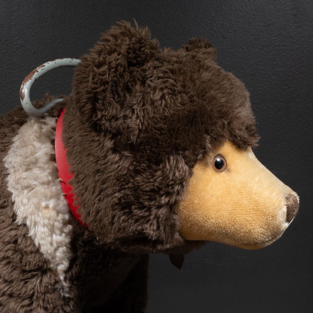 ABOUT Original vintage Steiff riding stuffed bear on metal framework with rubber wheels. Mohair fur and glass eyes. All...