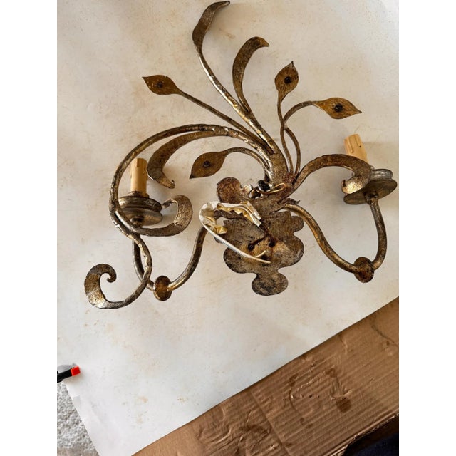 Sconce in Gilt Metal and Brass Floral Pattern, 1970 For Sale - Image 4 of 7