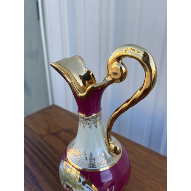 Limoges, France- Decorative Hand Painted Porcelain Ewer For Sale - Image 10 of 12