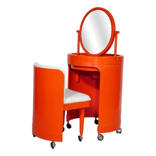 Space Age Silvi Dressing Table and Chair in Plastic by Studio Kastilia for Fanini Fain S.P.A., 1970s, Set of 2 For Sale